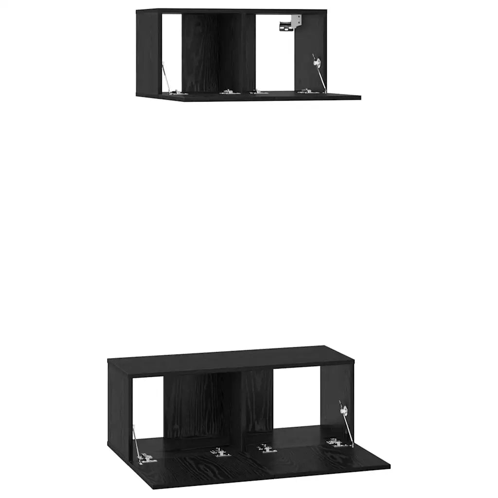 Set mobile TV 2 pz-Set di 2 Credenza per TV Rovere Nero Legno multistrato 924290