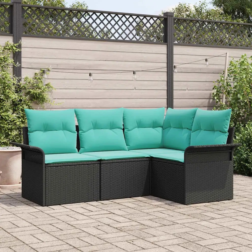 Set Divano da Giardino con cuscino Nero polyrattan 3345346