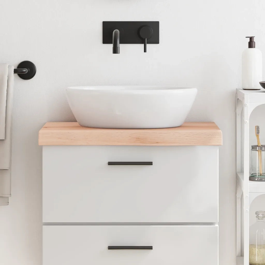 Piano Bagno 60x40x(2-6) cm in Legno Massello Non Trattato 3156010