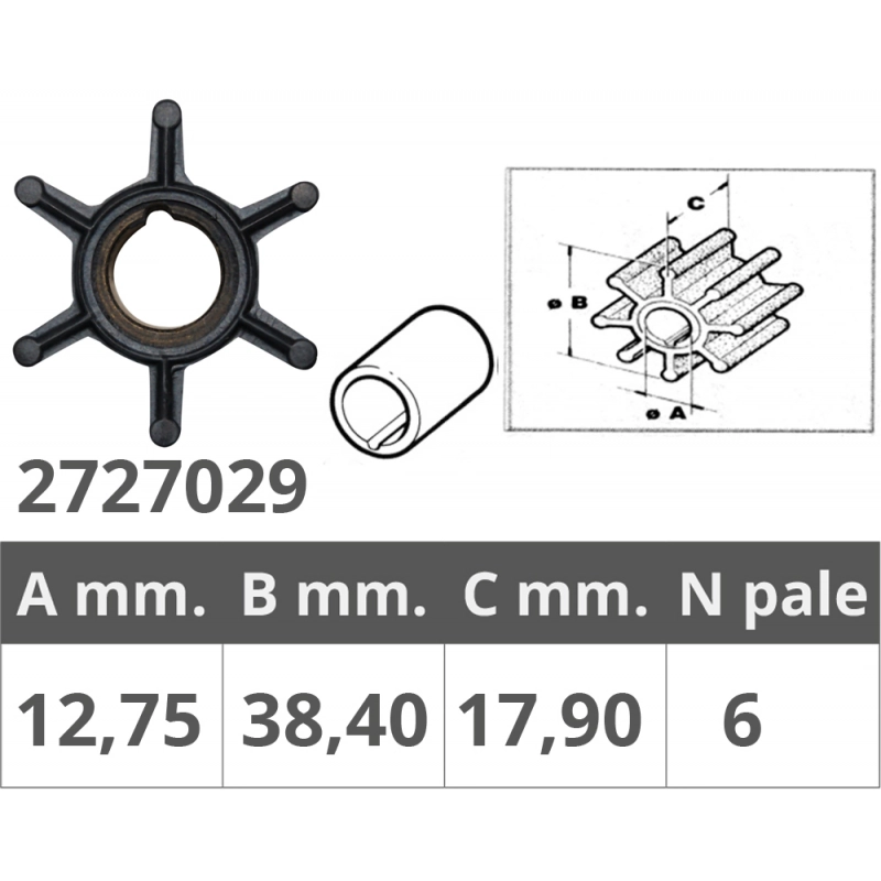 GIR. JOHONSON/EV. 2/4T 8-9,9-15 HP IMPELLER JOHONSON/EVINRUDE 386084