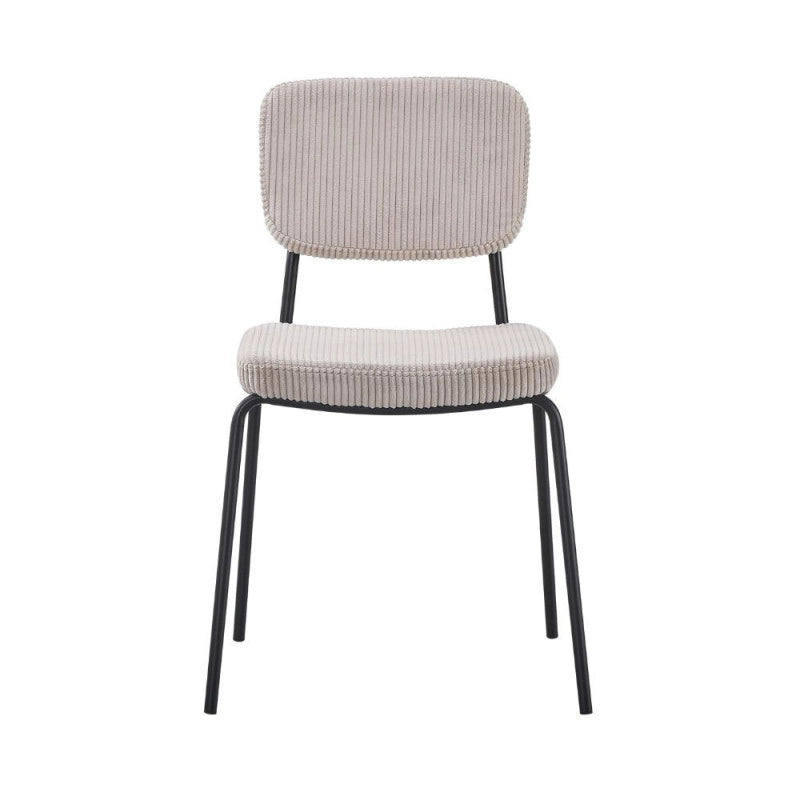 Sedia Juno in tessuto colore taupe e struttura in metallo nero set 4 pezzi