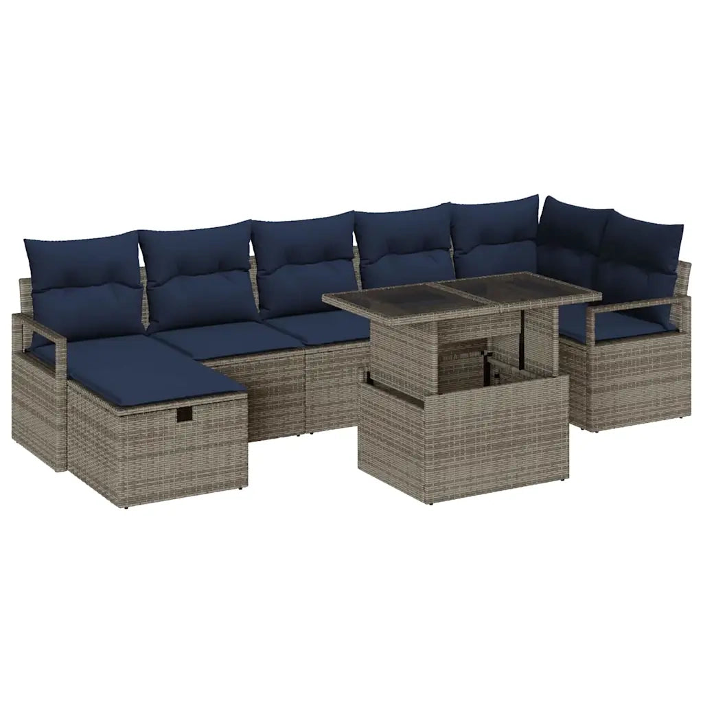Set Divano da Giardino con cuscino 8 pcs Grigio Poly Rattan 3359812