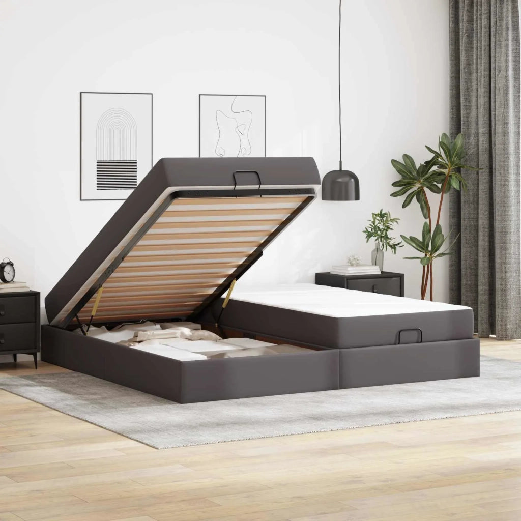 Struttura letto con materasso con materasso 2 pcs Grigio PVC 3399443