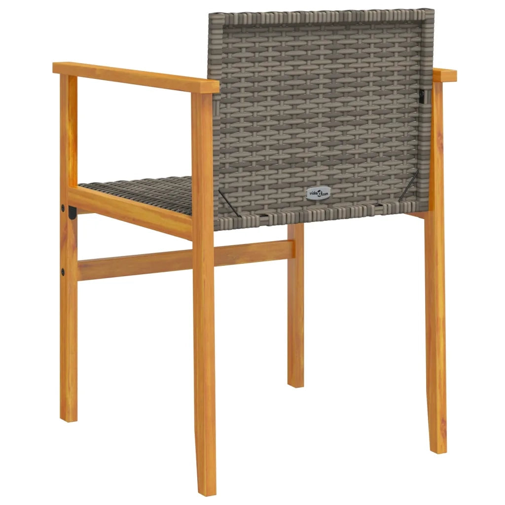 Sedie da Giardino 2 pz | Sedie da Esterno Grigie in Polyrattan e Legno Massello