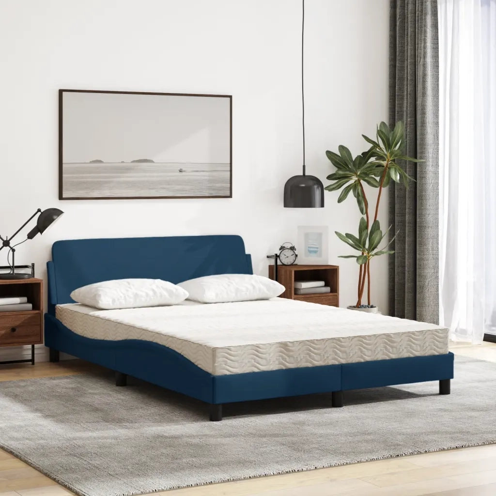 Letto con Materasso-Struttura Letto con Materasso Dover Blu 140x190 cm in Tessuto