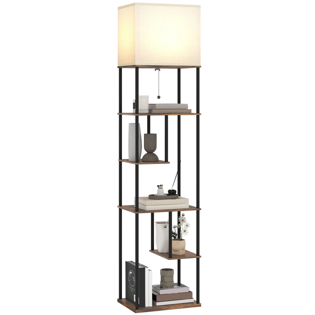 Lampada da terra con ripiani ¨C Zephmum ¨C Marrone 40x29x171 cm