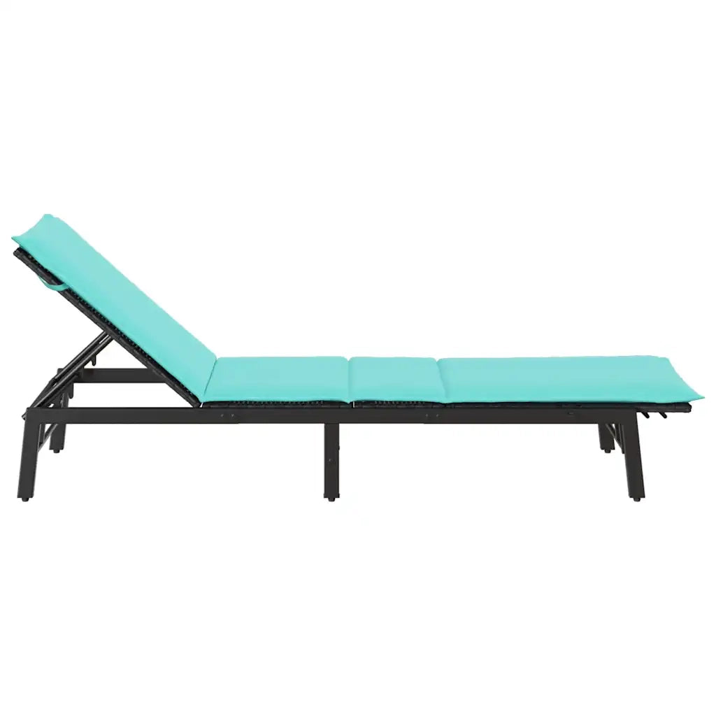 Lettino Prendisole con Cuscino Nero in Polyrattan 4104087