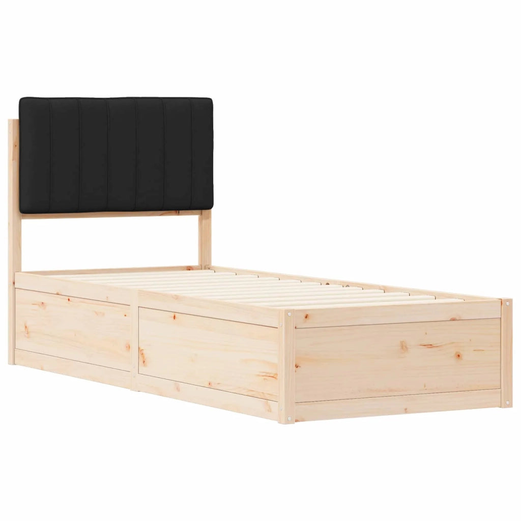 Letto con Testiera Rivestita Nero 80 x 200 cm Pino massello 877801