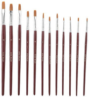 Set di pennelli a pennello per pittura a olio - 12 pezzi - capello in nylon - manico in legno - adatto per acrilico/aquarello - lunghezza complessiva 18-21,9 cm - alta assorbimento acqua - pennelli per pittura