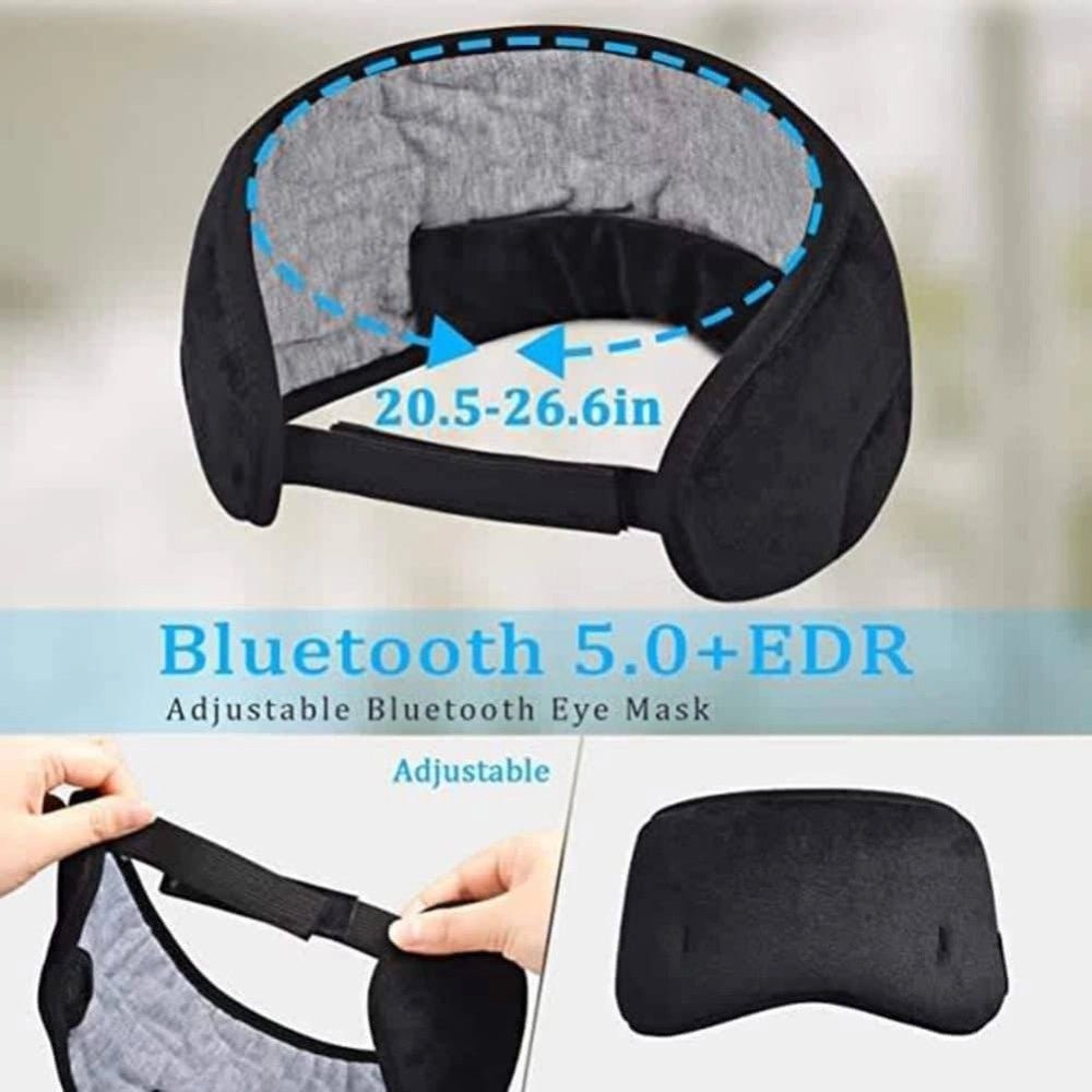 Trade Shop - Mascherina Occhi Per Dormire Con Cuffie Wireless Integrate Bluetooth 5.0 Morbida -