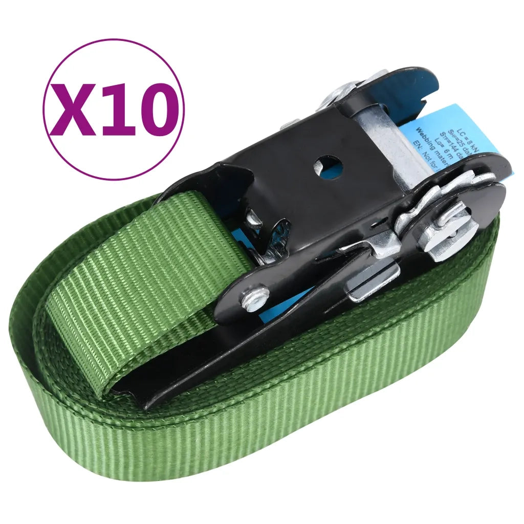 Cinghie d'Ancoraggio a Cricchetto 10 pz 800 daN 6m Verde CFW5882646