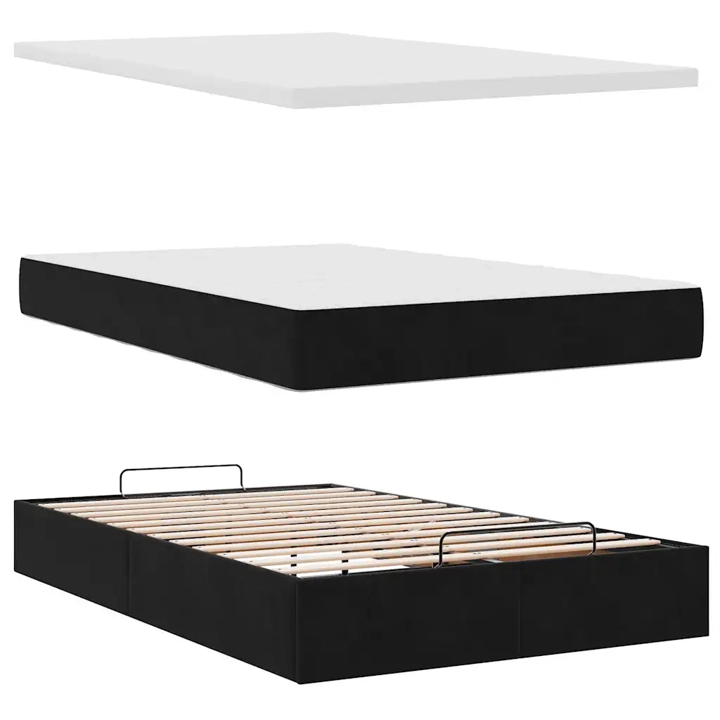 Pouf Letto con Materasso Nero 120x190 cm Velluto 3311761