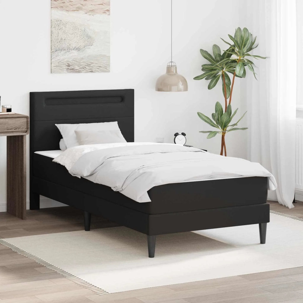 Struttura del letto con strisce LED-Giroletto con luci Nero 90 x 200 cm Similpelle 798260