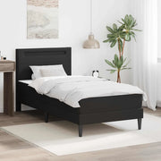 Struttura del letto con strisce LED-Giroletto con luci Nero 90 x 200 cm Similpelle 798260