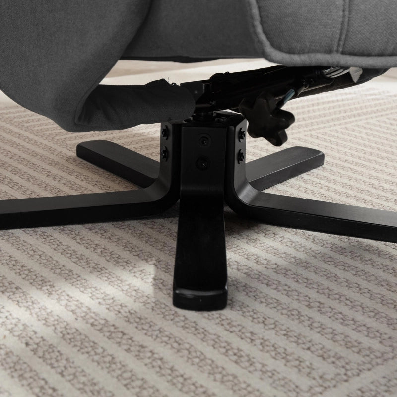 Poltrona relax con poggiapiedi girevole 360° e schienale reclinabile oscillante in poliestere grigio scuro