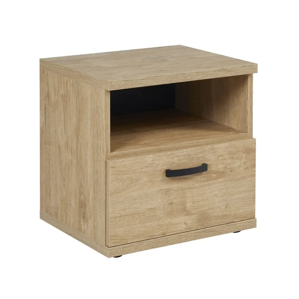 Comodino per la camera del bambino e del bambino con cassetto e vano, collezione TIMMY colore quercia dorata.