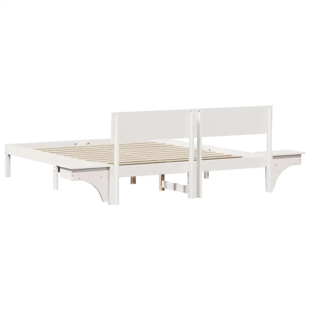 Struttura del letto-Giroletto-Rete del Letto Bianco 160 x 200 cm Pino massello 494116