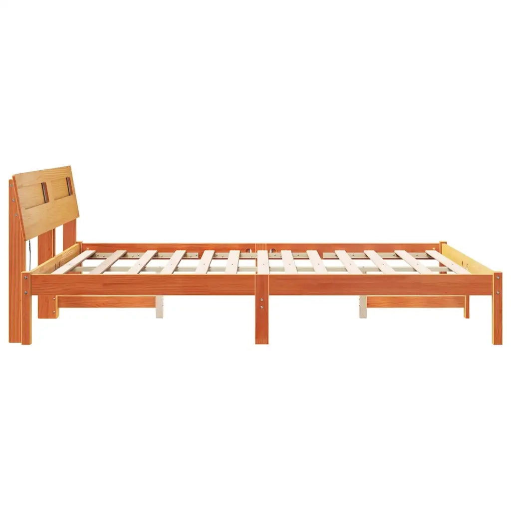 Letto matrimoniale | Letto per adulti | Struttura del letto Marrone cerato 160 x 200 cm Pino massello