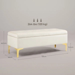 PANCA Contenitore 120 x 44 x 44,5 cm Beige in Poliestere