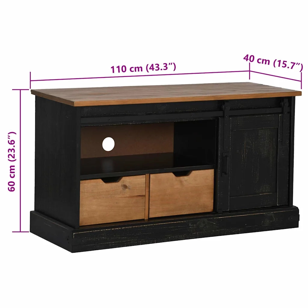 Mobile Porta TV HALDEN con Anta Scorrevole Nero 110x40x60 cm 4018412