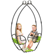 Altalena da Giardino per Bambini ¨C Xylo ¨C Metallo Verde 110,5x40,5x180 cm 2 Posti 3-6 Anni