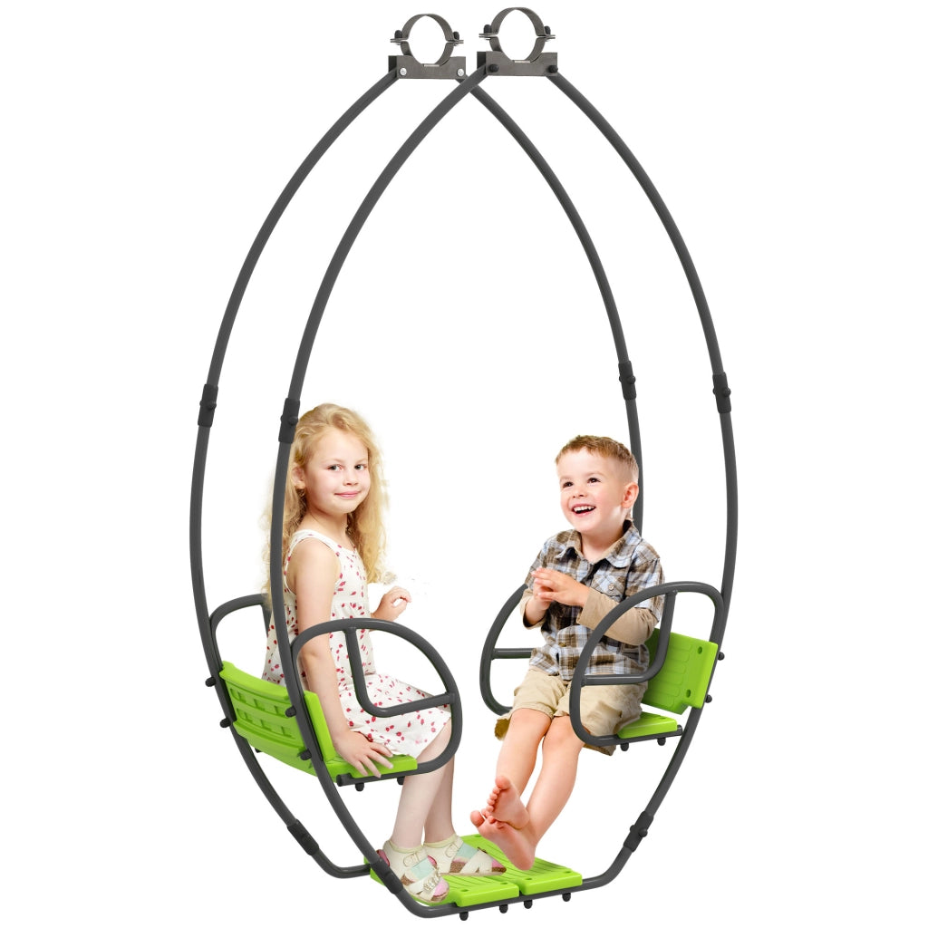 Altalena da Giardino per Bambini ¨C Xylo ¨C Metallo Verde 110,5x40,5x180 cm 2 Posti 3-6 Anni