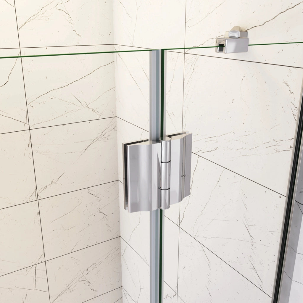 90x190 cm Porta Doccia Per Nicchia Apertura Battente in Vetro 8 mm Temperato Trasparente Anticalcare e Maniglione Porta Asciugamani Barra Stabilizzatrice