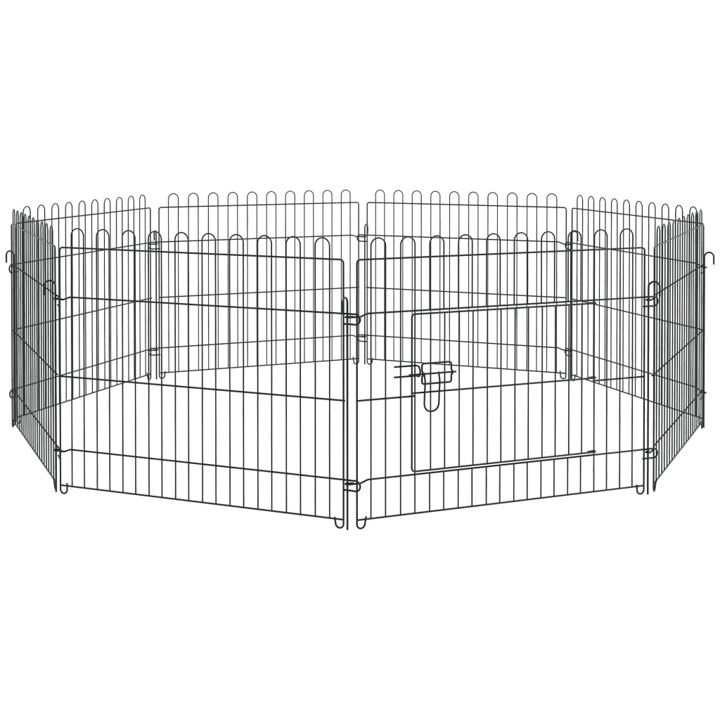 Recinto per Cani 8 Pannelli ¨C zephmum ¨C Acciaio Nero ?180x61 cm