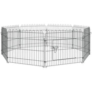 Recinto per Cani 8 Pannelli ¨C zephmum ¨C Acciaio Nero ?180x61 cm