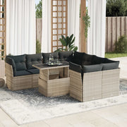 Set Divano da Giardino 9pz con Cuscini Grigio Chiaro Polyrattan 3326133