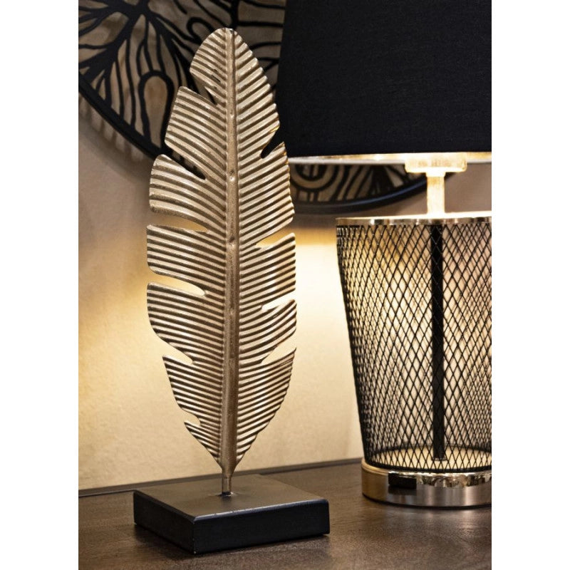 Scultura Foglia Con Porta Candela Glam cm 10x10x34