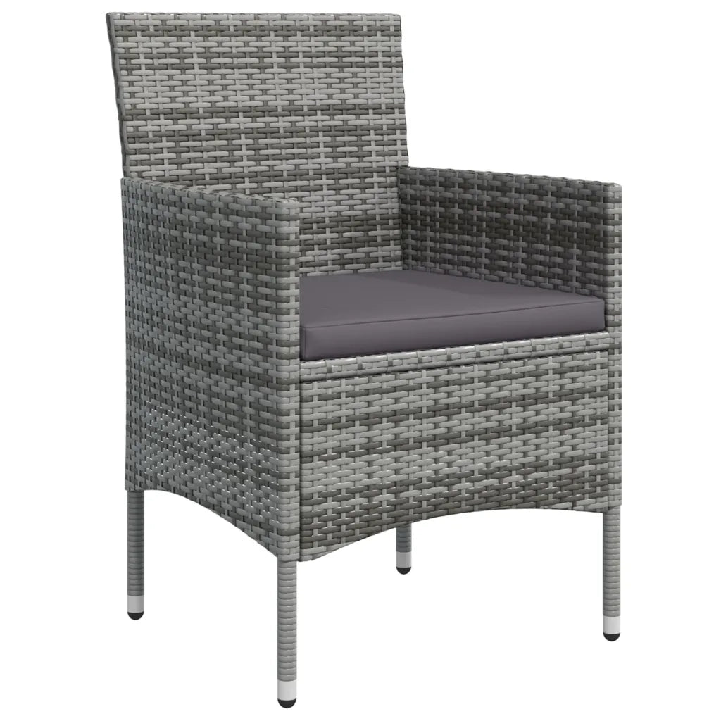 Set da Pranzo da Giardino 7 pz con Cuscini Grigio e Nero 3156621