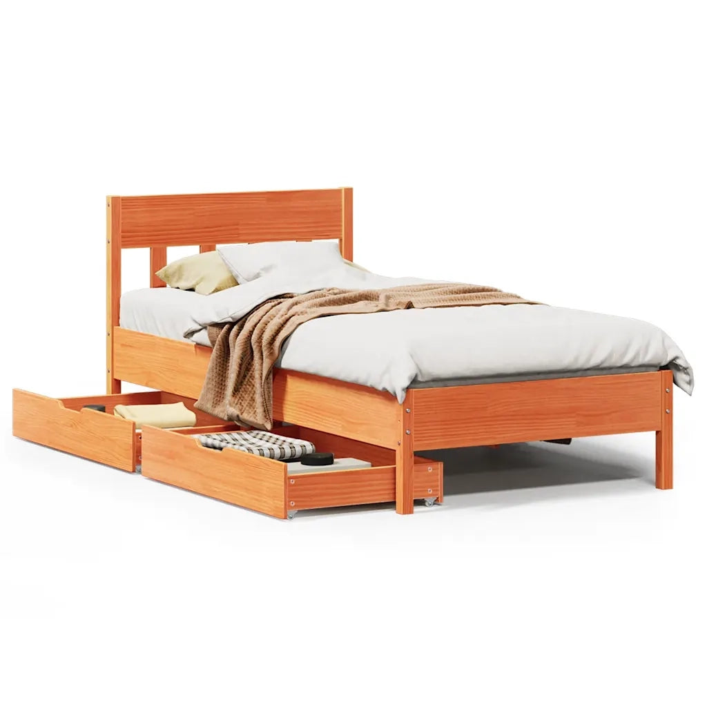 Letto singolo | Letto per adulti | Letto senza Materasso Marrone Cera 90x200 cm Legno di Pino