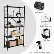 Organizzatore da Cucina Opportuno con 5 Livelli – Carrello con Ruote – Carrello da Cucina o Magazzino con Ruote Ripiegabili