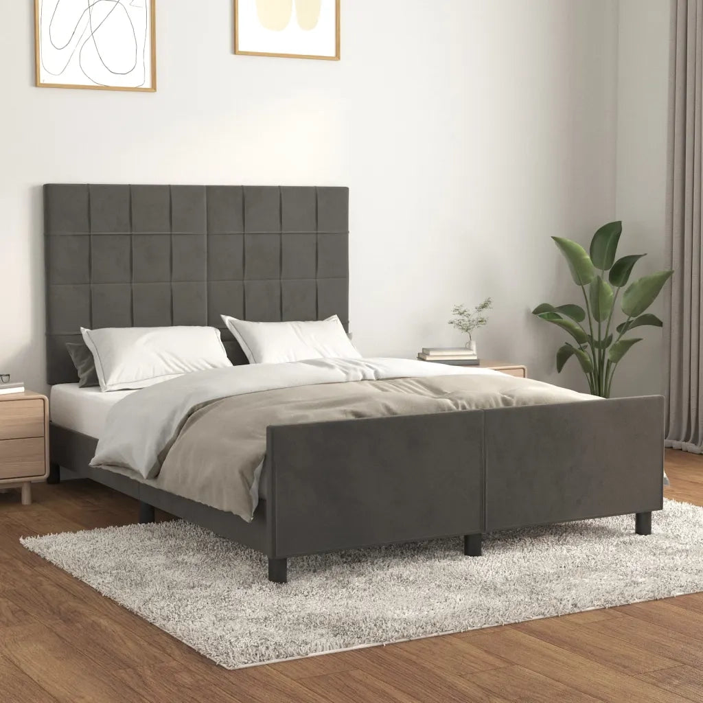 Giroletto senza Materasso-Struttura Letto Grigio Scuro 140x200 cm Velluto 991108