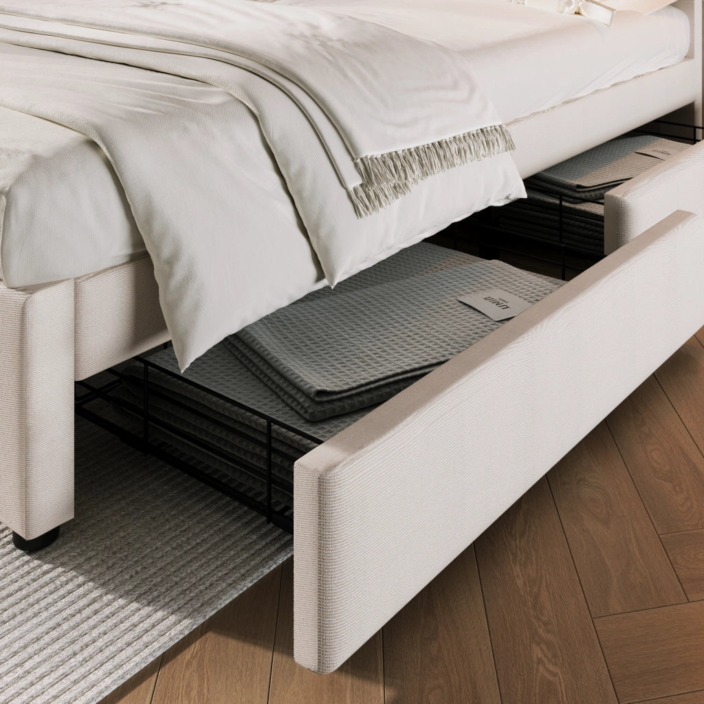 letto imbottito lino beige 140x200 cm