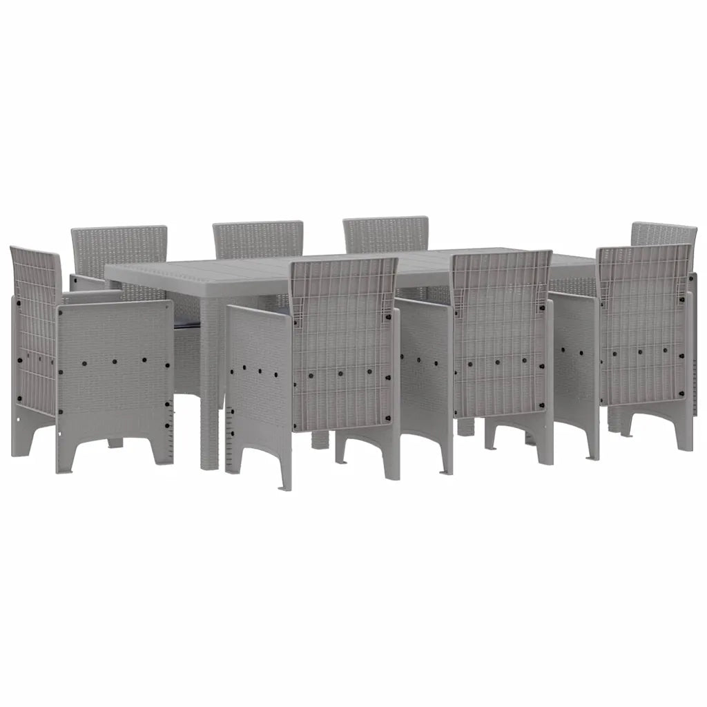 Set da Pranzo per Giardino 9 pcs Grigio chiaro Polipropilene