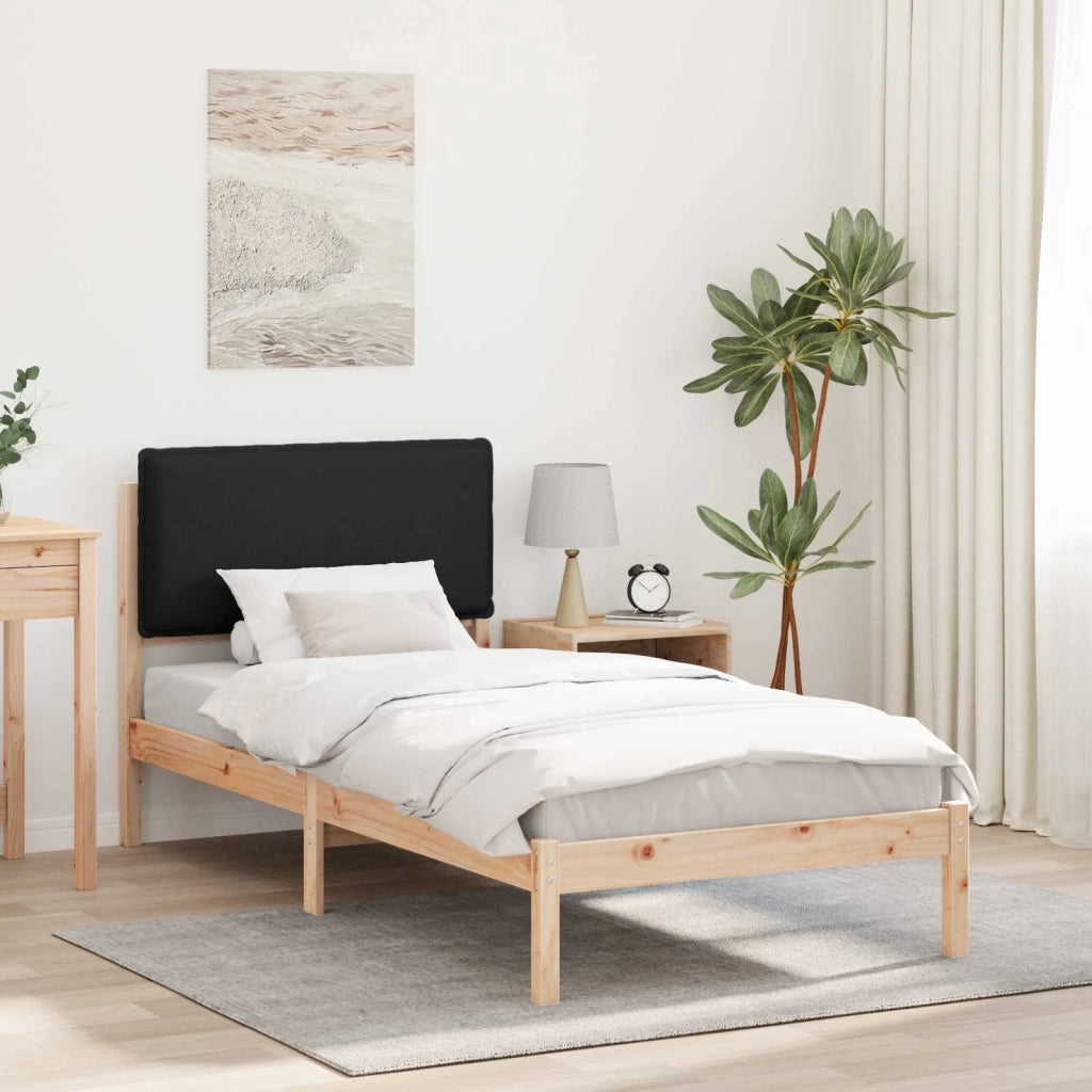 Letto singolo | Letto per adulti | Letto con Testiera Rivestita Nero 90 x 200 cm
