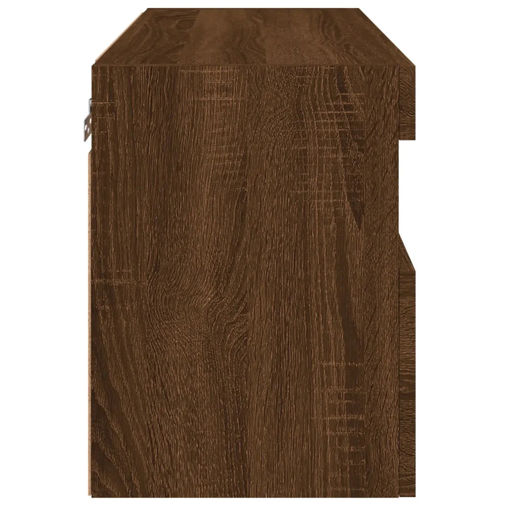 Mobile TV a Parete con Luci LED Rovere Marrone 60x30x40 cm 837195