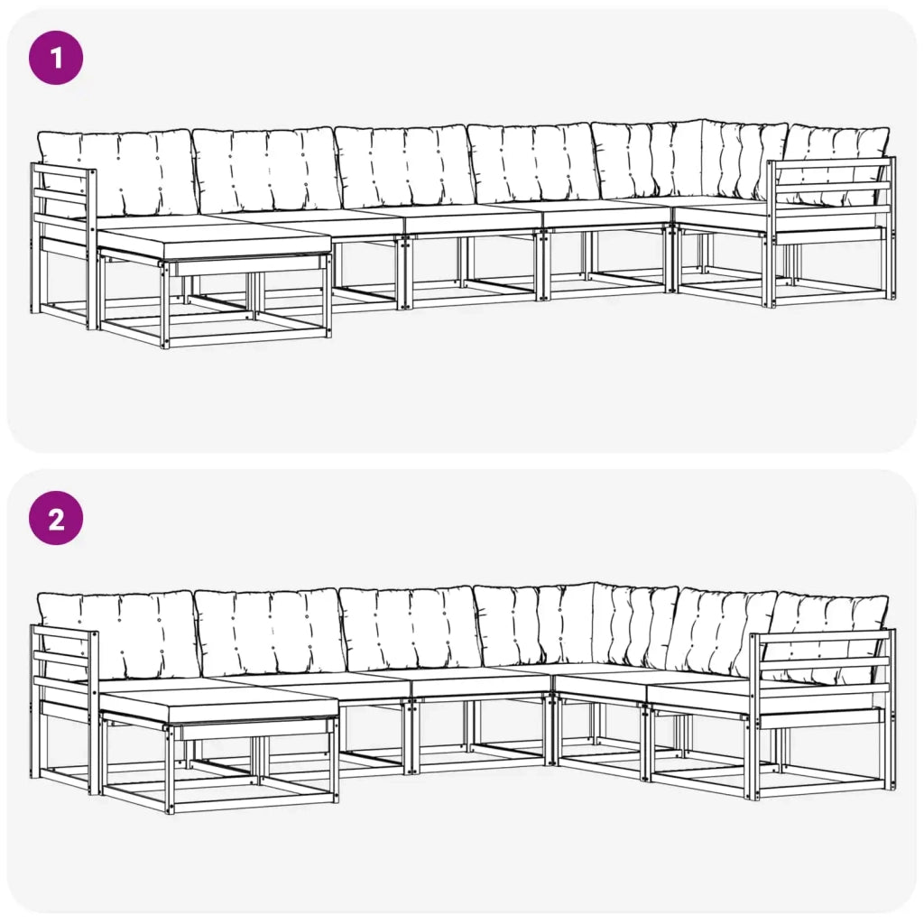 Set di divani da esterno 7 pcs Bianco e Grigio Chiaro 3388889