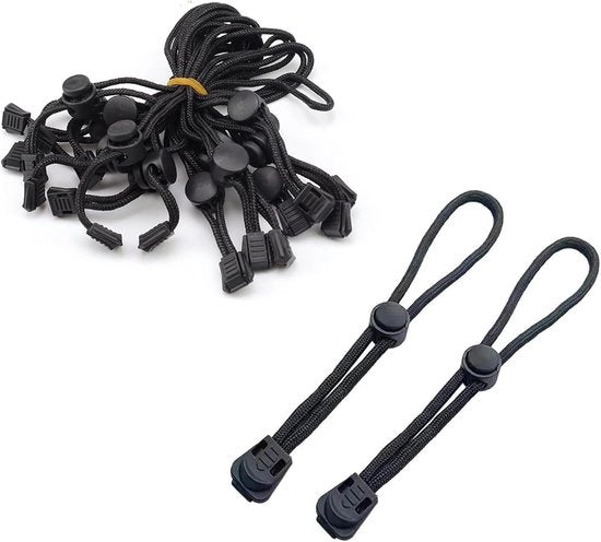 20 pezzi di clip per sacchetto - clip per sacchetto con cavo - chiusura regolabile nera - fissaggio cinghie per borse della spesa.