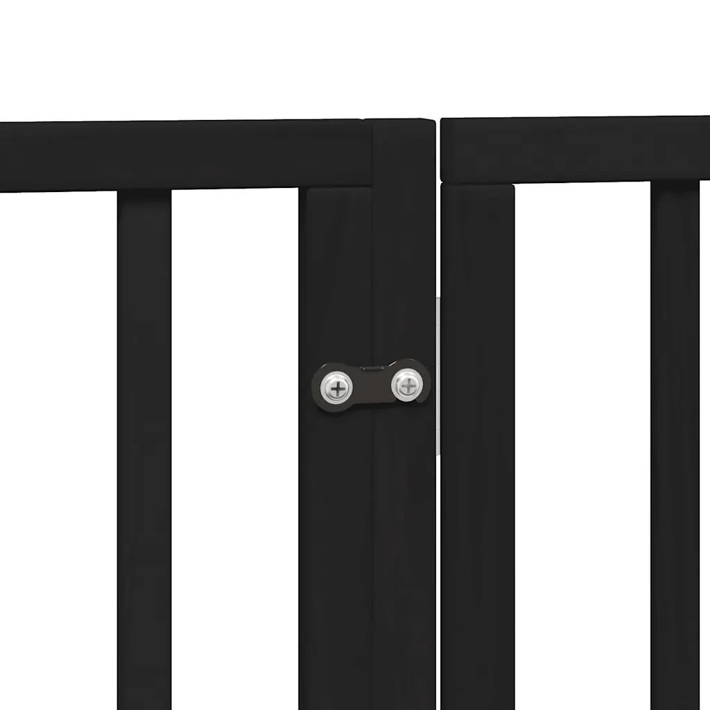 Cancello Cani Porta Pieghevole Nero 15 Pannelli 750 cm Pioppo 3155546