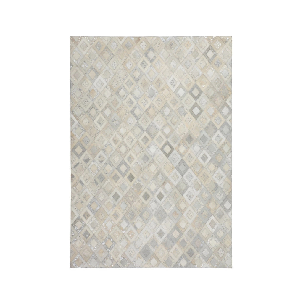 Tappeto in pelle Dazzle Grigio e Argento a rombi