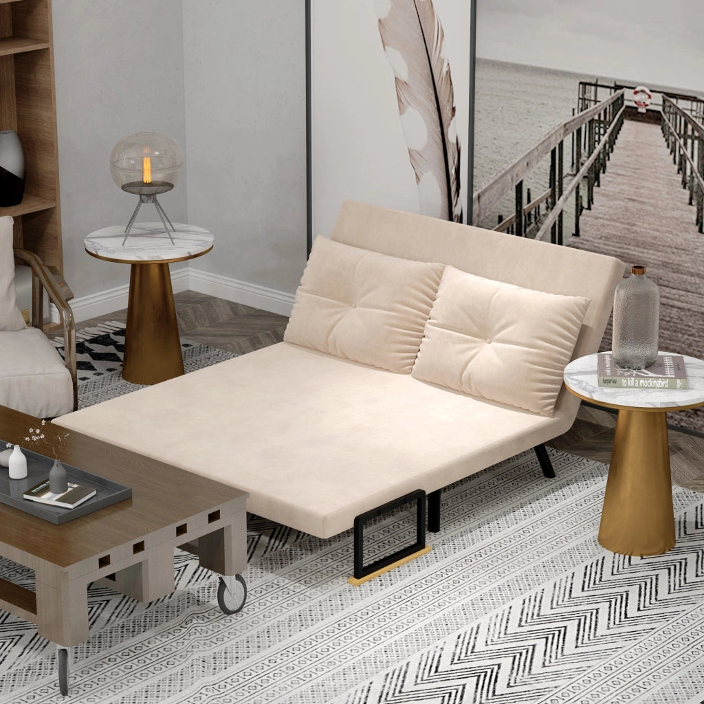 Poltrona letto reclinabile in poliestere beige con schienale a 5 posizioni, 102 x 73 x 81 cm