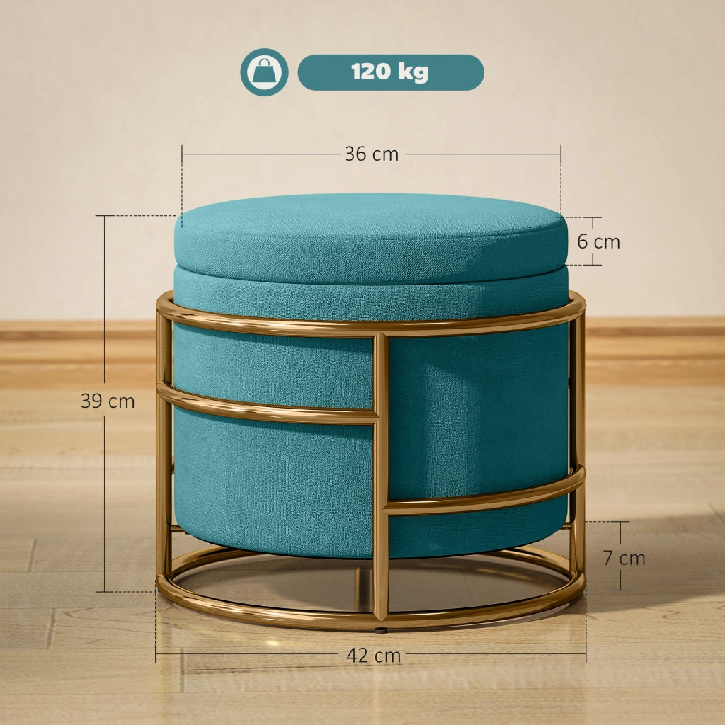 Pouf Contenitore Rotondo ¨C Xylo ¨C Velluto Verde ?42x39cm 24L