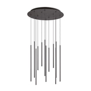Sospensione Moderna Filo Metallo Nero 12 Luci Led 25W 3000K Luce Calda