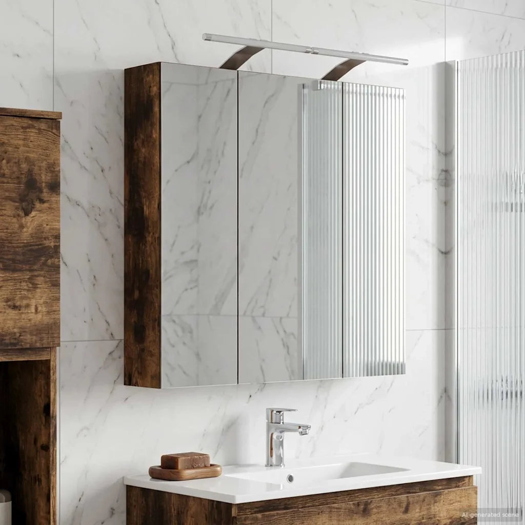 Mobiletto per specchio da bagno Rovere fumé 70 x 14,5 x 70 cm 889099