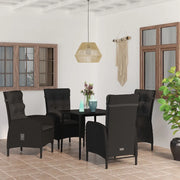 Set da Pranzo da Giardino 5 pz con Cuscini Nero 3099366