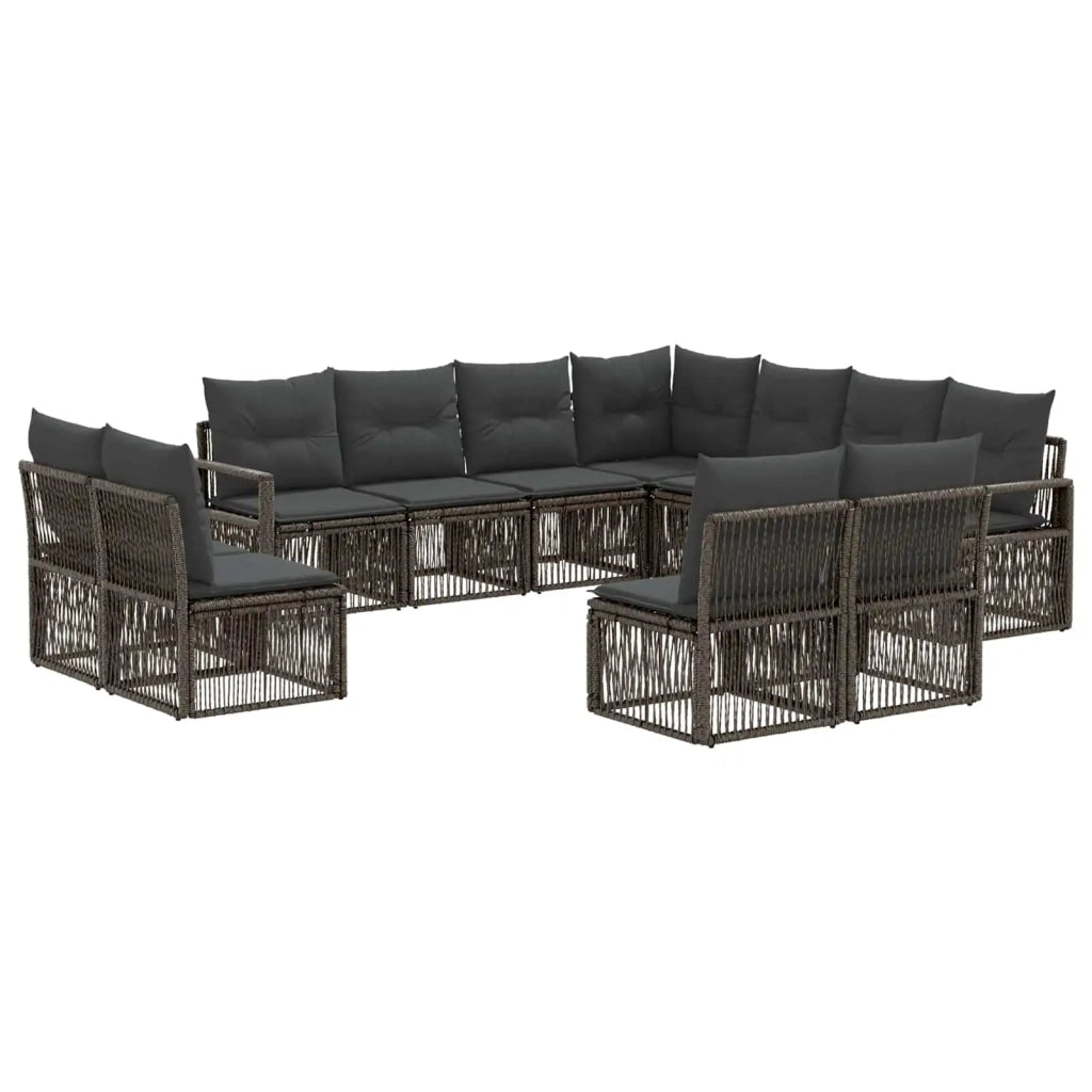 Set Divano da Giardino 11 pz Grigio polyrattan 3435746