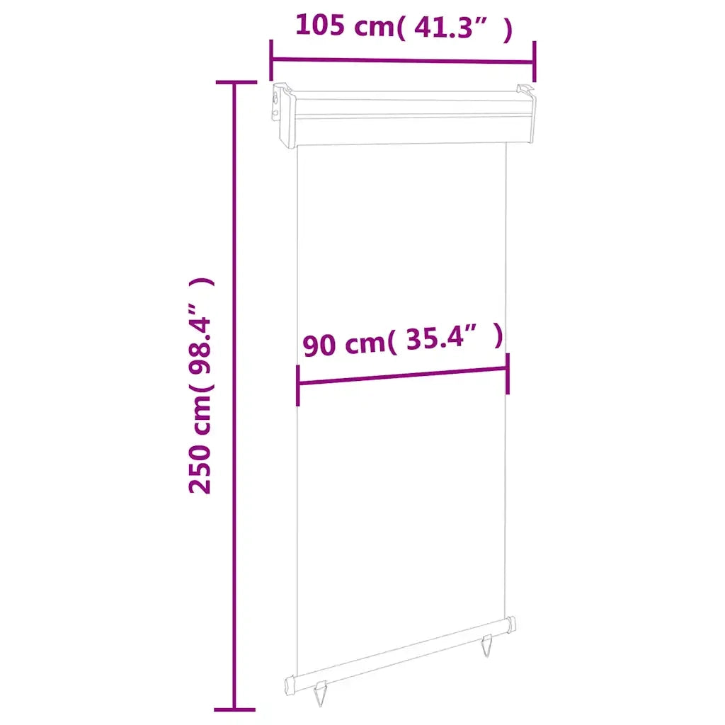 Tendalino Laterale per Balcone 105x250 cm Grigio 48416